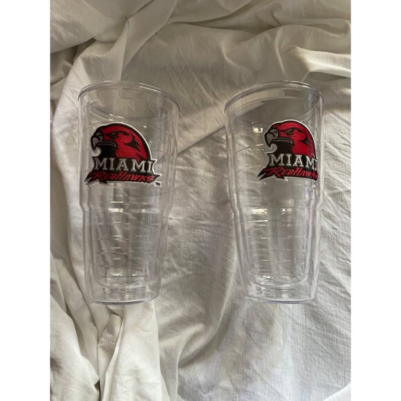 Tervis Miami Redhawks Double Wall Insulated Tumblers 16 Oz Set Of 2 BPA-Free Cle - Picture 1 of 6